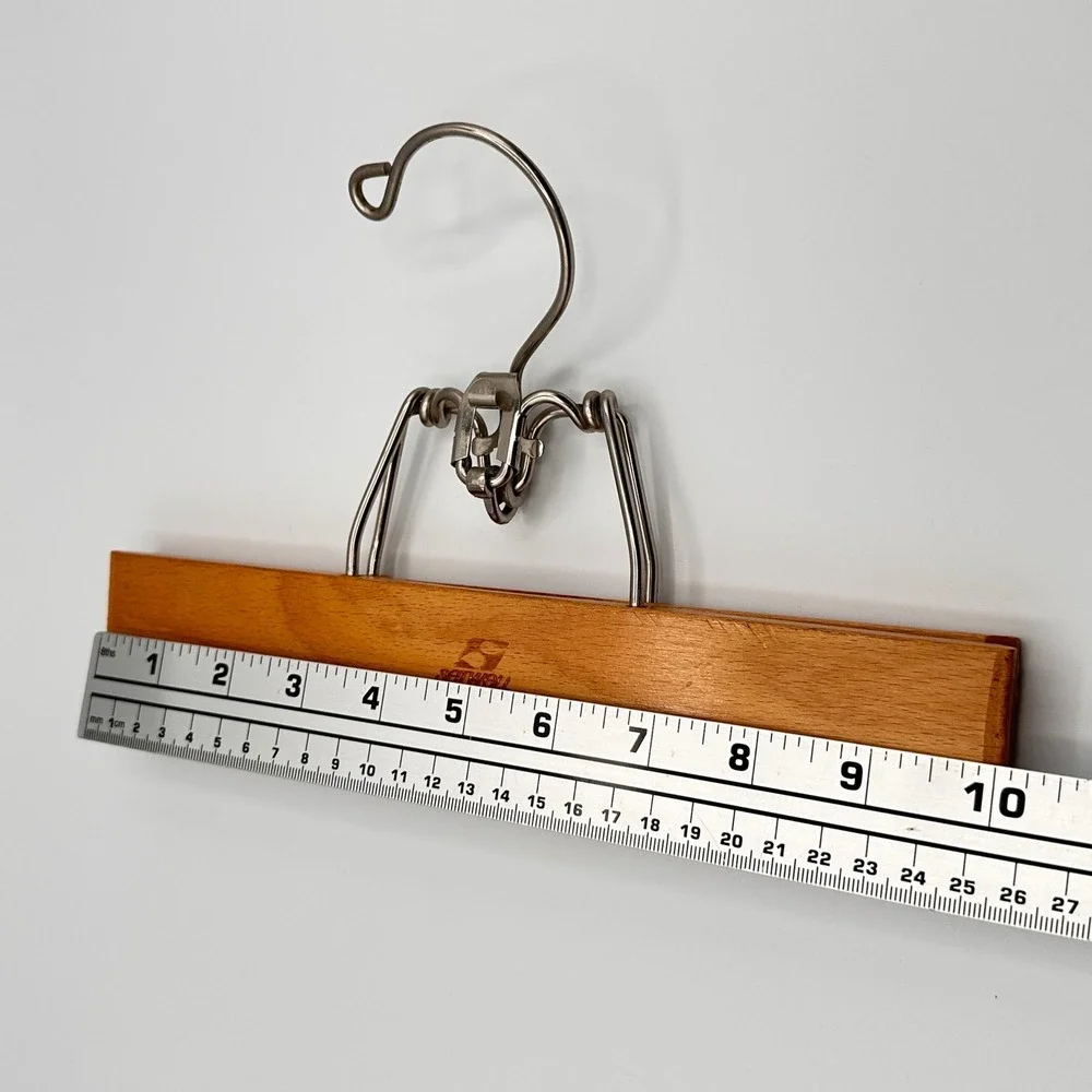 Setwell Wooden Pants Hangers with Clips Set of 2 Vintage Closet Organization